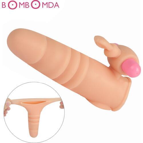 Penis Sleeves Sex Toy For Men Penis Cover Vibrator Silicone Penis Enlargement Tool Delay Ejaculation Penis Rings For Men Sex Toy