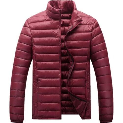 Plus Size 5XL Autumn Winter Men Ultralight Down Coat Portable Windproof Stand Collar Jacket Polyester Trekking Overcoat