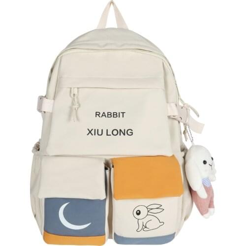 Korean version schoolbag female junior high school student hit color backpack large capacity Harajuku forest student backpack