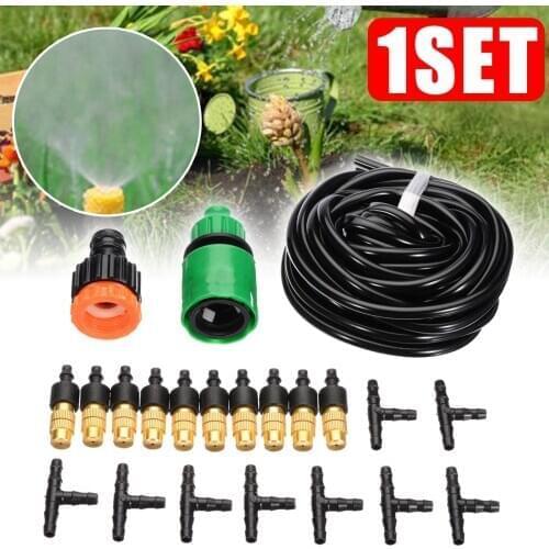 16ft Water Misting Cooling System Mist Sprinkler Nozzle Outdoor Garden Patio Greenhouse Plants Spray Hose Watering Kits