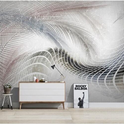 Modern Simple 3D Wallpaper Feather Abstract Geometric Lines Photo Wall Murals Living Room Bedroom Home Decor Art Wall Painting