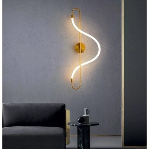 Modern Gold Irregular lines Note Wall Light Living Room Bedroom Beside Art Wall Lamp Fixture LED Suspension Lamps WA233