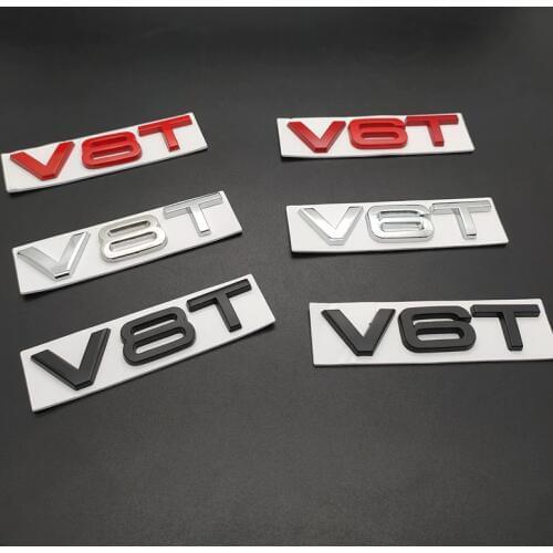 Car Styling 3D Metal V6T V8T V6 V8 T Fender Side Body Emblem Tail Trunk Fender Badge Sticker For Audi A4 A3 A5 A6 A1 Q3 Q5 Q7