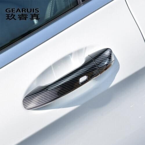 Car Styling Carbon fiber For Mercedes Benz C E GLC Class W213 W205 X253 Outer Door Bowl Handle Stickers protection Covers Trim