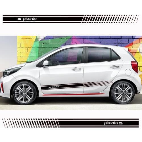 2Pcs Stylish car door side sticker vinyl body decal racing stripe sticker for Kia Picanto Car accessories