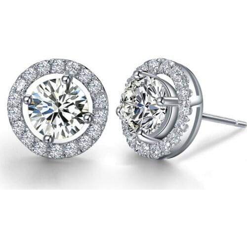 TE204 Luxury Quality 2 Carats SONA Synthetic Gem Halo Studded Wedding Earrings, Wedding Jewelry,Wedding Jewellry, Earrings