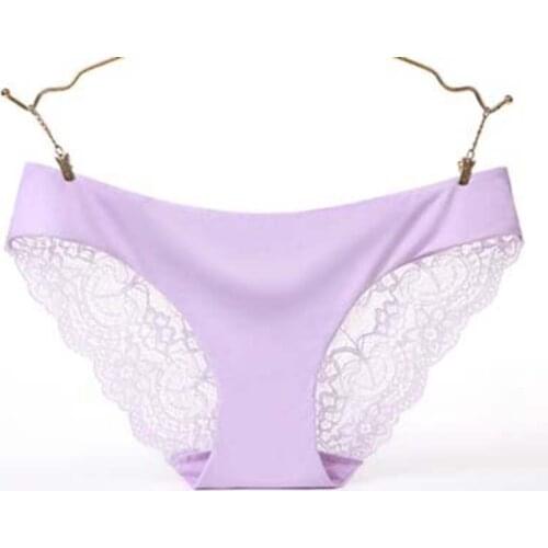 Hot Sale Plus Size Sexy Womens Panties Lace Seamless Lingerie Low-Rise Briefs Breathable Panty 2pcs/pack Transparent Underwear