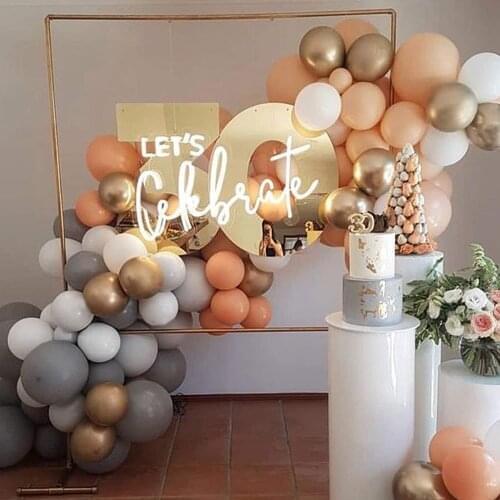 Peach Blush Balloon Garland 100 Pcs 12 In Gold Metallic Orange Gray White Balloons Arch Kit Pastel Balloons for Party Decoration
