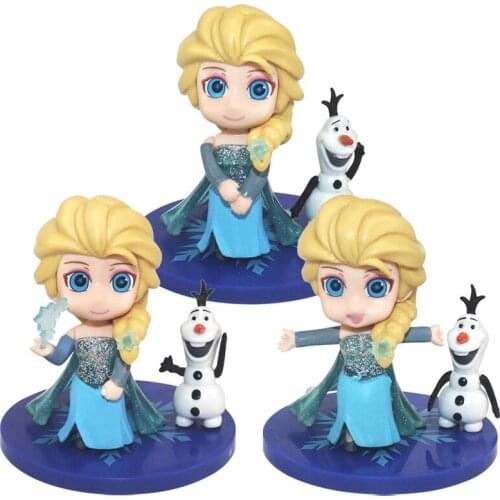 Hasbro Frozen Magic Princess Elsa Olaf Mini Kawaii Cute Figurine Anime Dolls PVC Action Figure Model Toy Kids Gift 3pcs/set