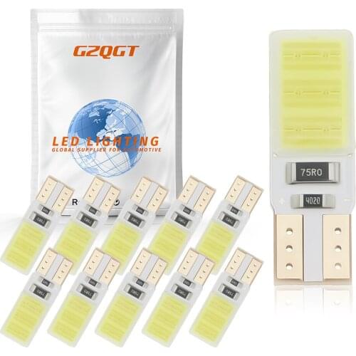 10PCS T10 W5W LED car interior light COB silicone auto Signal lamp 12V 194 501 Side Wedge reading parking bulb for car styling