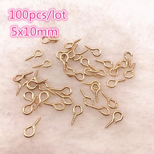 100pcs/lot 5x10mm Small Sheep Eyes Nail Screw Gold/Silver Color For Beaded pendant Jewelry Accessories