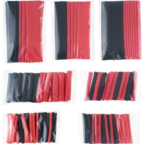 127Pcs Red Black Heat Shrink Sleeving Tube Assortment Kit Electrical Connection Wire Wrap Cable Waterproof Insulat Shrinkage 2:1