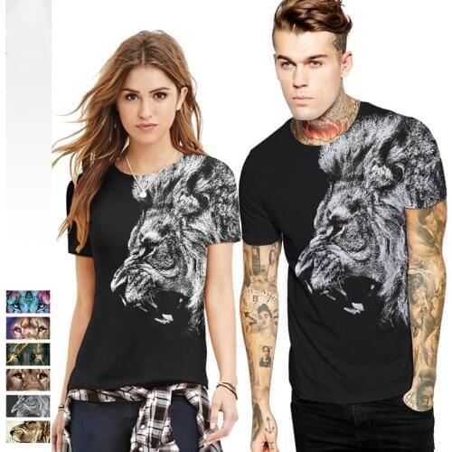 6 Style EUR Size Lion 3d Cartoon Animal T-shirt Men Women Funny Tops Hipster Summer Tees Shirt Outfit Fashion Clothing T Shirt