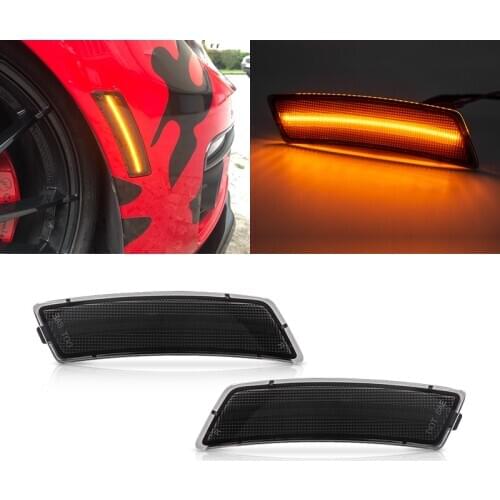 2x Smoked Lens Amber Full Front Led Side Marker Lights For VW Tiguan 2018-Up Beetle 2012-2019