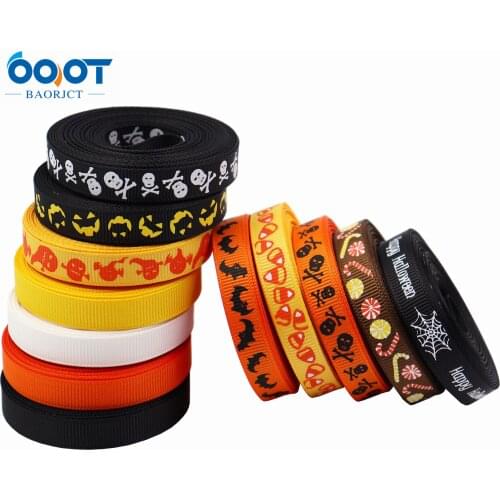 3/8"(10mm),10Yards Halloween Cartoon Series Grosgrain Ribbons,M-21520-1 Bow Cap Accessories Party Gift Wrap DIY Handmade