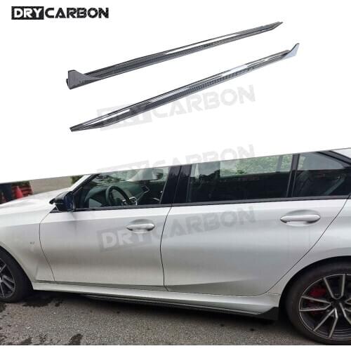 For BMW 3 Series G20 2019 2020 Dry Carbon Fiber Side Skirts Door Bumper Extension Lip Cover Car Styling