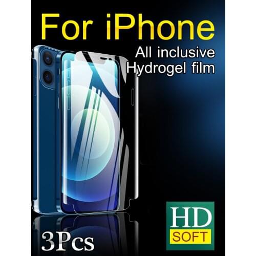 3 In 1 Full Coverage 12ProMax Screen Protector For IPhone 11 ProMax 12ini Front Back Hydrogel Film XS MAX XR 12Pro 11Pro X Soft