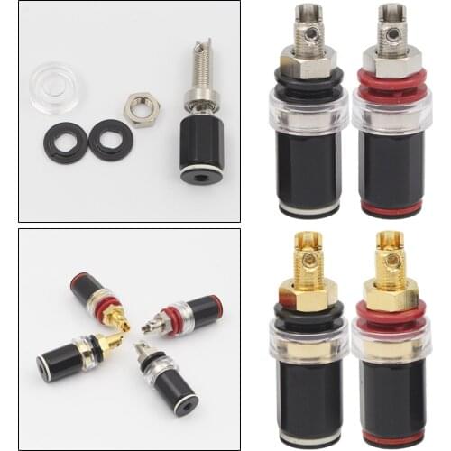 4 pcs HIFI Speaker Terminal 50mm Pure Copper Gold-plated Terminal Block Amplifier Audio Banana Socket Connector