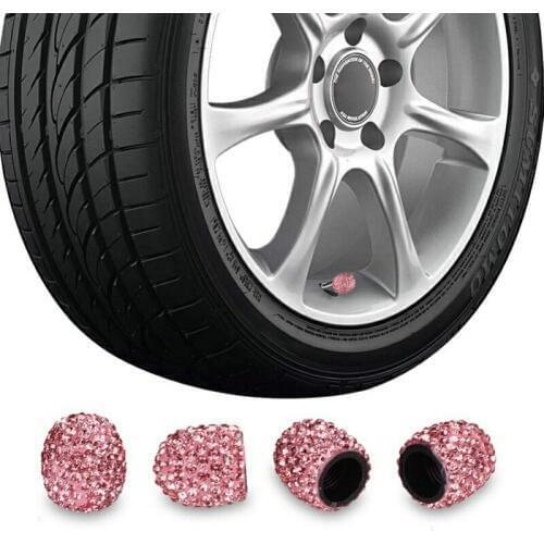 4Pcs Soft Clay Rhinestone Car Tire Valve Caps Diamond Shining Dustproof Caps Car Accessories