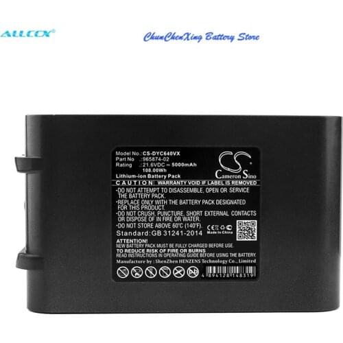 Cameron Sino 5000mAh Battery 965874-02 for Dyson Absolute, DC58, DC61, DC62, DC72, V6, V6 Absolute, V6 Animal,DC74 Animal