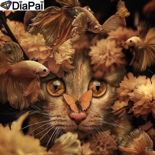 DiaPai Diamond Painting 5D DIY 100% Full Square/Round Drill "fish cat flower" Diamond Embroidery Cross Stitch 3D Decor A18502