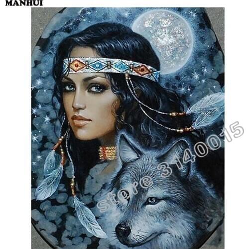 Wolf woman Diamond Painting Cross Stitch Diamond Embroidery 5D Diy Diamond Mosaic Picture Rhinestones Full Gift Resin BEF186