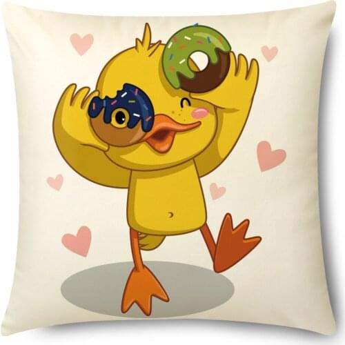 Artinlive Yellow Cartoon Pillowcase Decorative Cushion For Sofa DIY Printed Pillow Chair Car Cushion Christmas Home Decoratio