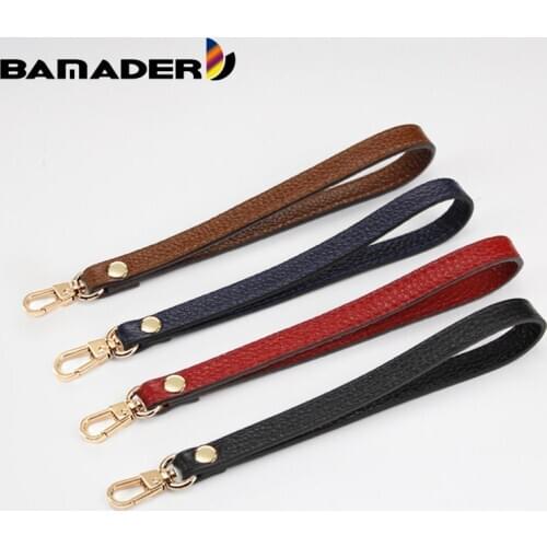BAMADER Leather Purse Clutch Bag Strap Litchi Pattern Obag Handles Bag Belt Woman Short 18CM Hand Wrist Strap Handbag Accessorie