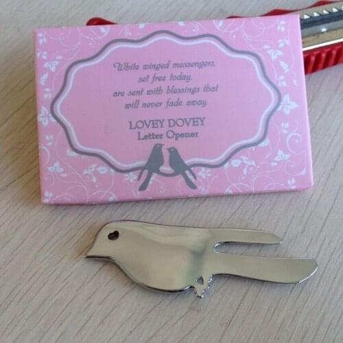 Free Shipping 200 pcs wedding favors Love Birds Letter Opener souvenirs for Wedding Party