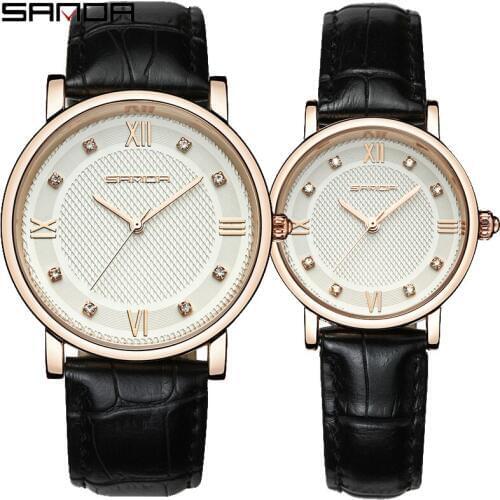 Couple Watch Simple Dial Quartz Watches For Men Women Lovers Crystal Diamond Minimalist Leather Wristwatch Male Female Reloj