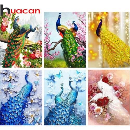 Huacan Full Square Drill Diamond Painting 5d Animal DIY Diamond Art Embroidery Peacock Mosaic Picture Handicraft Home Decor