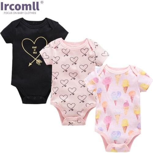 Ircomll 3PCS/Set Newborn Baby Girl Clothes Cotton Cartoon Girls Bodysuit for Newborns Toddler Costume Baby Girl Outfit girl Sets