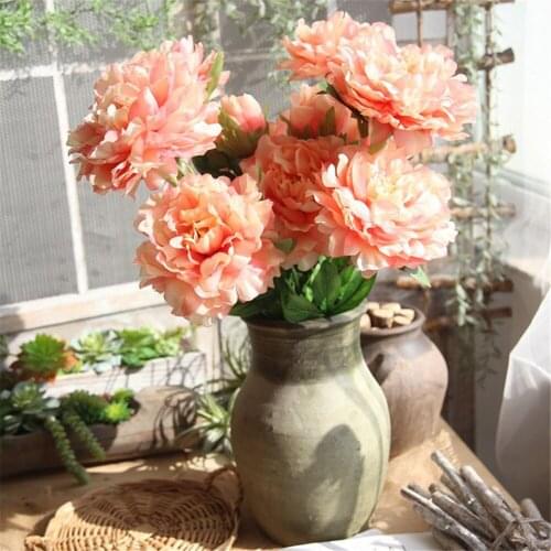 Artificial Silk Peony Flower Simulation Bouquet Real Feel Home Wedding Party Hotel Garden Decoration DIY Artificial Flower Art