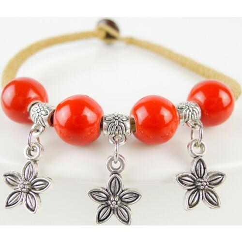Ceramic Beads Hand Knitting Bracelets Chinese ethnic style jewelry for women #FY125