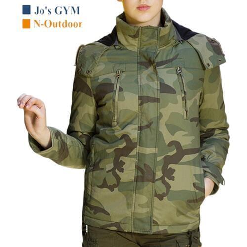 Hot Outdoor Tactical Hunting Jacket Women Windproof Hooded Cotton Warm Winter Jackets Training Camouflage Military Combat Jacket