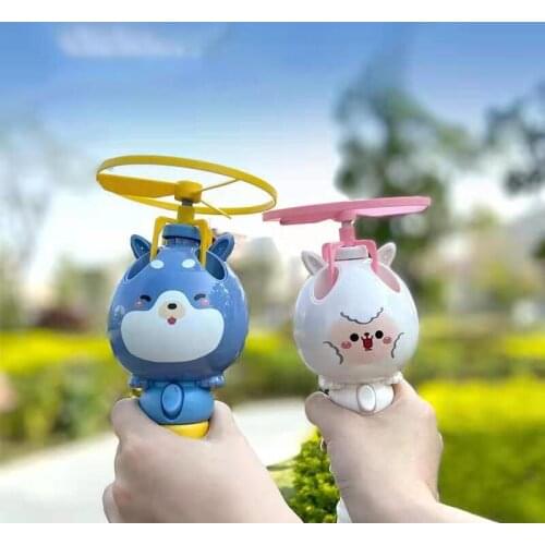 Montessori Cute Animal Cartoon Bubble Machine Outdoor Flying Outdoor Lovely Bamboo Dragonfly-bubble Machine Children