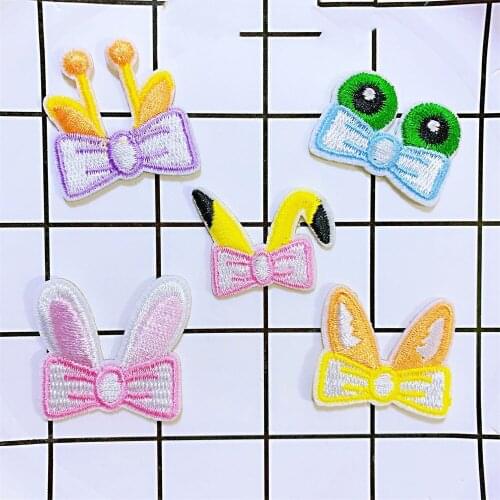Maxsin 10 Pc/lot High Quality Embroidered Cute Bunny Ears Sticker Iron On Dress Jacket Clothes Patch Garment Appliques DIY