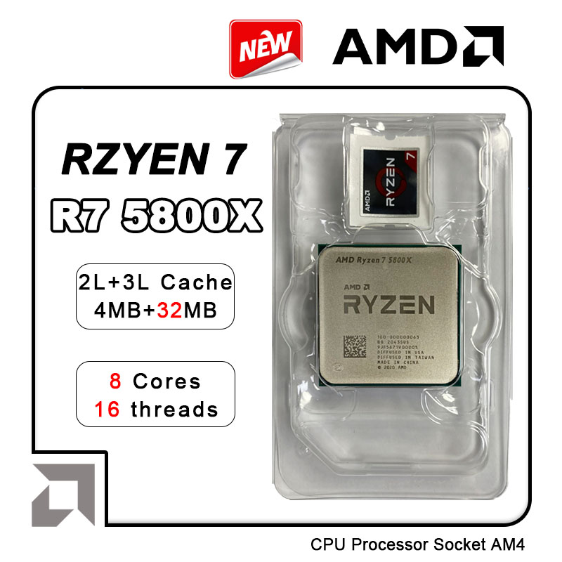 AMD Ryzen 7 5800X R7 5800X 3.8 GHz Eight-Core 16-Thread CPU Processor 7NM L3=32M 100-000000063 Socket AM4 New but without cooler