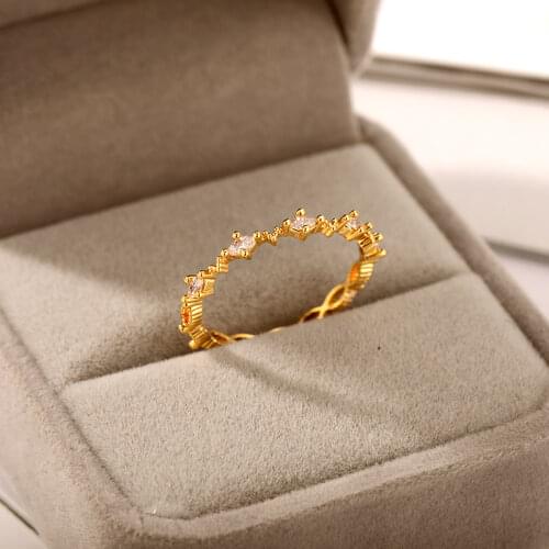 Boho Cute Zircon Round Thin Rings For Women Girls Hollow Geometric Wedding Couple Rings Female Finger Ring Minimalist Jewelry