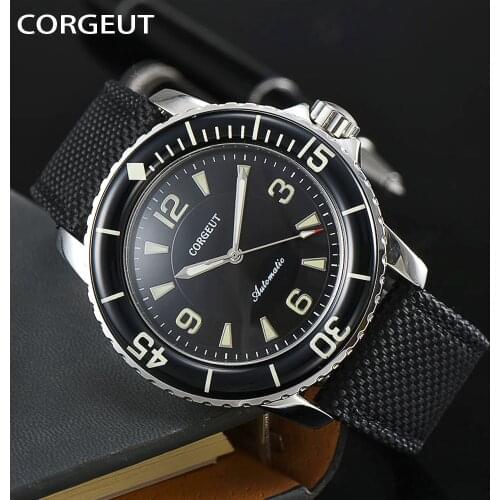 CORGEUT Watches Top Brand Fashion Nylon 5Bar Waterproof Wristwatch Casual Mechanical Mens Watch New Chic Luminous Hands Clock
