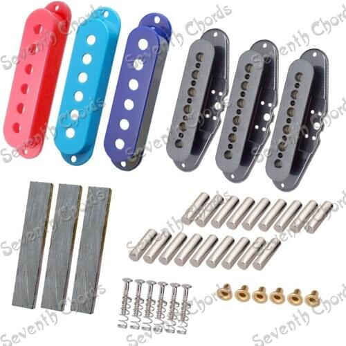 A Set 3 Pcs 3 Colors Pickup Cover Single Coil Pickup Kits Producing Accessories/Bar Magnet/Slug Bobbins/Pole Slugs