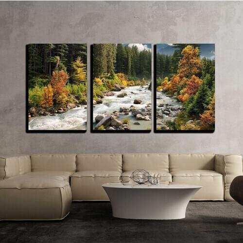 DIY Diamond Painting cross stitch 3pcs set,Diamond Embroidery painting mosaic Beautiful Colorful Landscape with a Stream