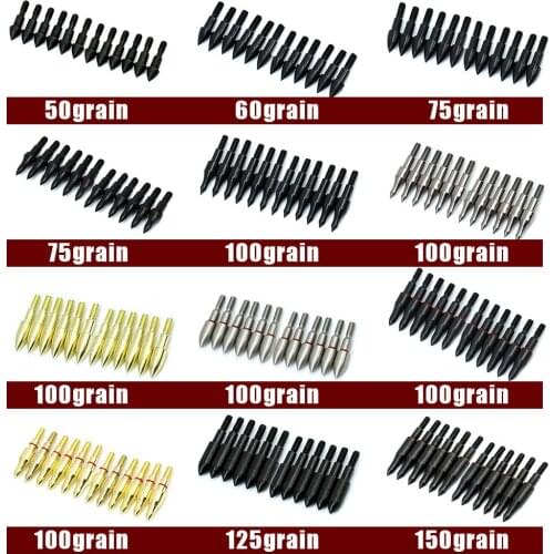 12Pcs 50gr 60gr 75gr 100gr Target Arrow Point Tips Head Field ID 6.2mm Shaft Outdoor Archery Hunting Shooting Accessories