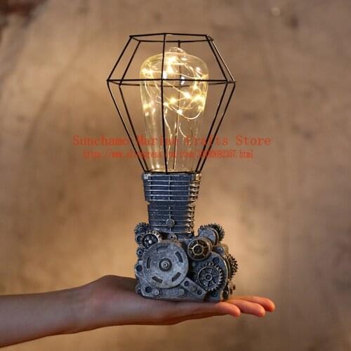 American Style Industrial Wind Retro Table Lamp Creativity Night Lamp At Bedside Bedroom Cafe Restaurant Bar Ornament Home Decor
