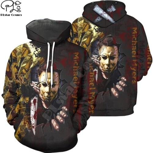 PLstar Cosmos Halloween Terror Horror Movie Cosplay Michael Myers Funny Long Sleeves Streetwear 3DPrint Men/Women Zip Hoodies 11