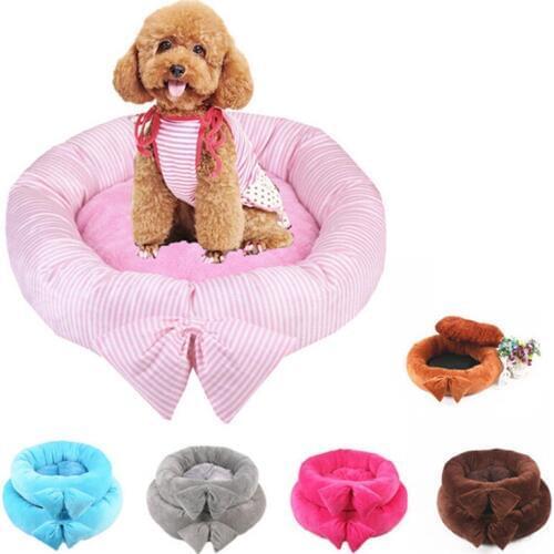 Princess Bows Pet Dog Bed Soft House For Small Little Animals Cat Nest Kennel Sofa Mat Pad Puppy Cute Beds For Chihuahua Teddy