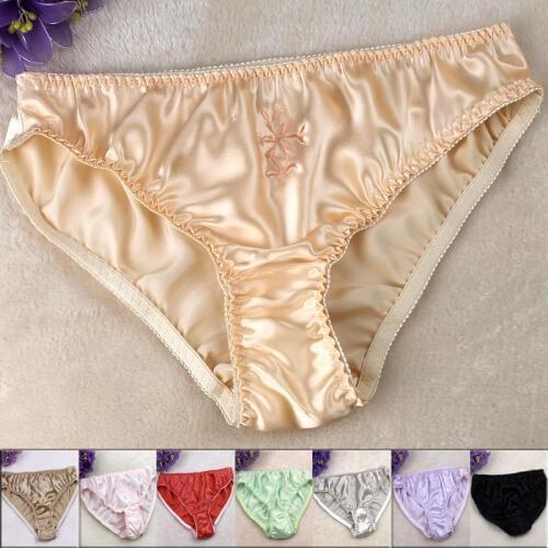 SALE! Pure silk Solid Panties Women 100% Mulberry Silk Embroidery Plus Size Briefs L/XL/XXL/XXXL FREE SHIPPING