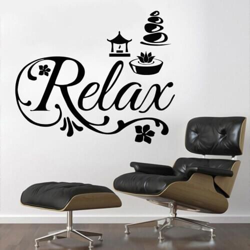 Relax With Massage Relaxation Symbol Mural Wall Sticker Art Decal Spa Massage Room Decoration Removable A002201