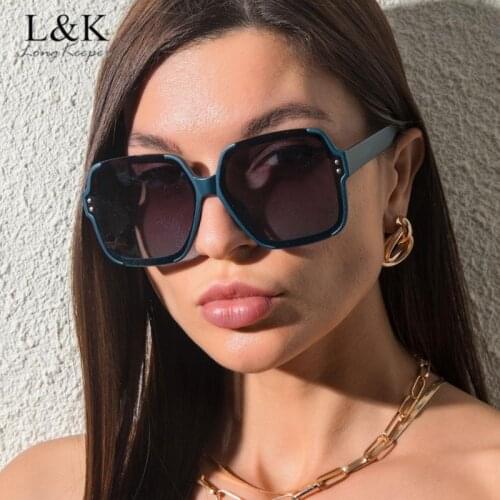 LongKeeper Fashion Oversized Square Sunglasses Women Luxury Brand Big Frame Sun Glasses Ladies Vintage Shades Zonnebril Dames