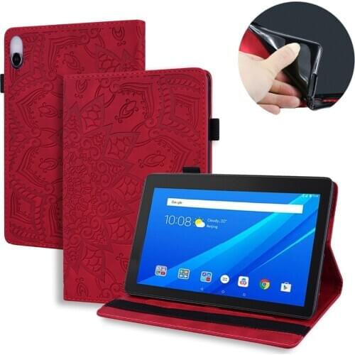 Embossed Folio Case For Lenovo Tab E10 Case TB-X104F TB X104F 10.1 Stand Wallet Cover for Lenovo Tab E10 Case Funda 10.1 +Stylus